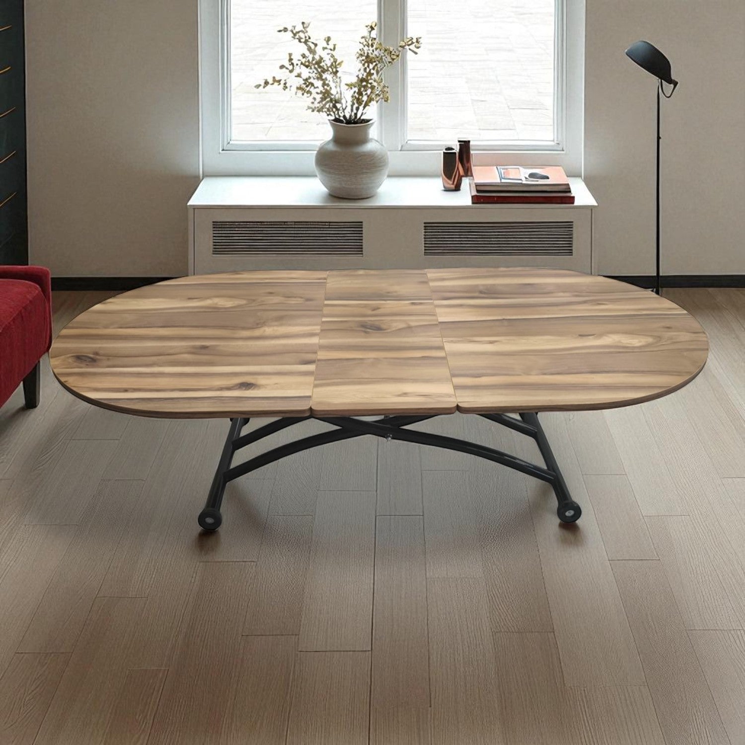 Center-Opening Oval Smart Table | Urartu MDF & Black