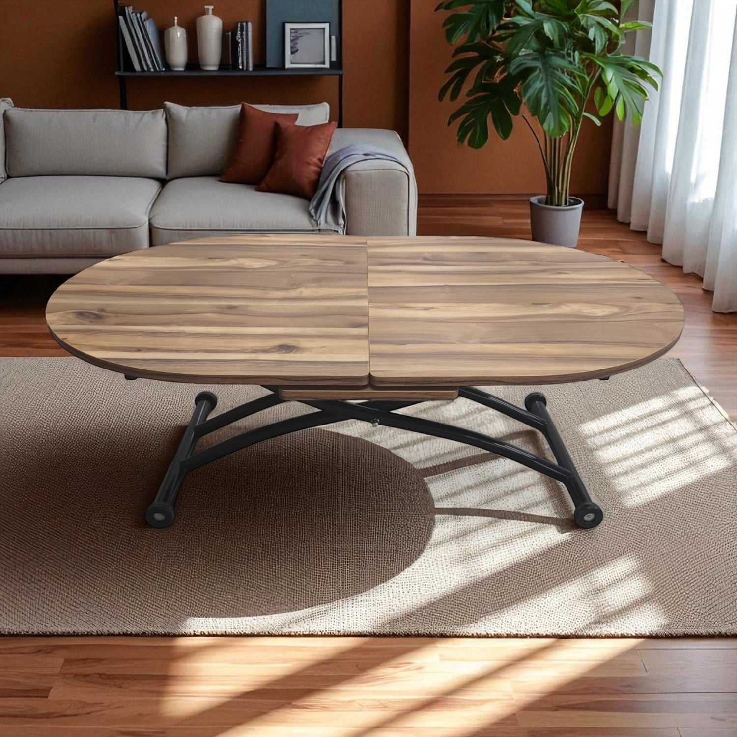Center-Opening Oval Smart Table | Urartu MDF & Black