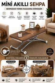 Mini Juppo Smart Coffee Table – Baroque Dark Walnut MDF Top & Chrome-Plated Outwardly Curved Leg