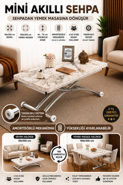 Mini Juppo Smart Coffee Table – White Marble MDF Top & Chrome-Plated Outwardly Curved Leg