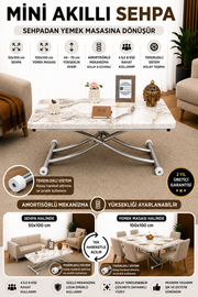 Mini Juppo Smart Coffee Table – White Marble MDF Top & Chrome Plated Metal Legs