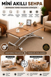 Mini Juppo Smart Coffee Table - Walnut MDF Top & Chrome Plated Outward Curved Leg