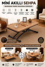 Mini Juppo Smart Coffee Table – Walnut MDF Top & Black Outward Curved Metal Leg