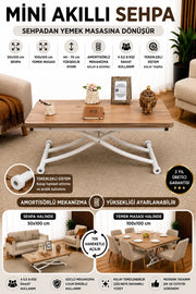 Mini Juppo Smart Coffee Table – EfesCam MDF Top & White Metal Leg