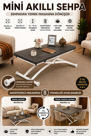 Mini Juppo Smart Coffee Table – Anthracite Grooved MDF Top & White Outward-Curved Metal Legs