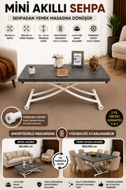 Mini Juppo Smart Coffee Table – Routered Anthracite MDF Top & White Metal Legs