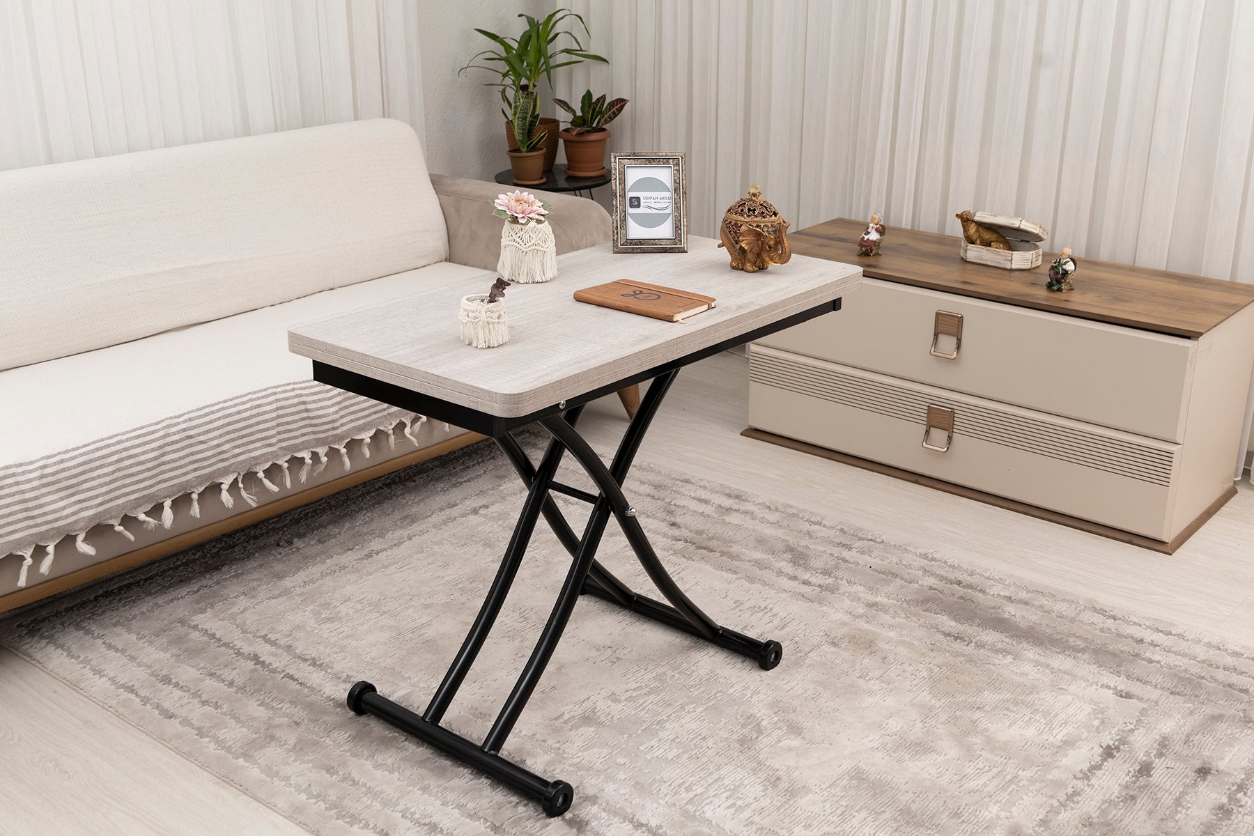 Mini Juppo Smart Coffee Table – Lisbon MDF Top & Black Metal Leg