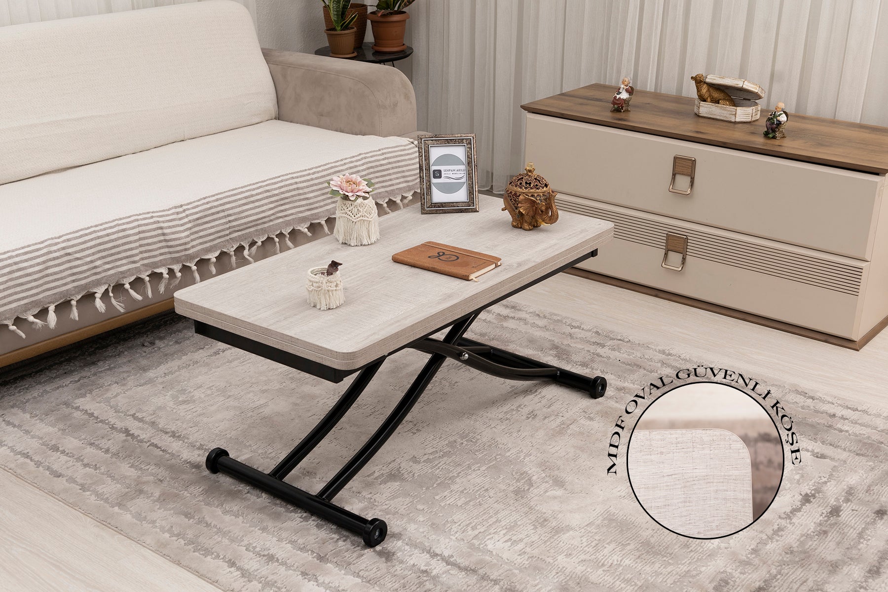 Mini Juppo Smart Coffee Table – Lisbon MDF Top & Black Metal Leg