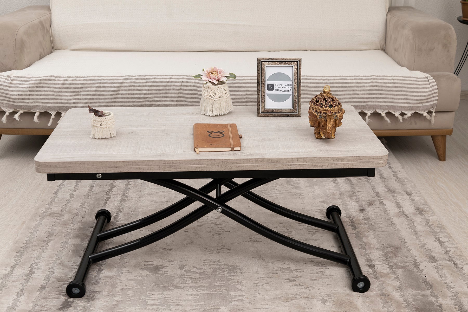 Mini Juppo Smart Coffee Table – Lisbon MDF Top & Black Metal Leg