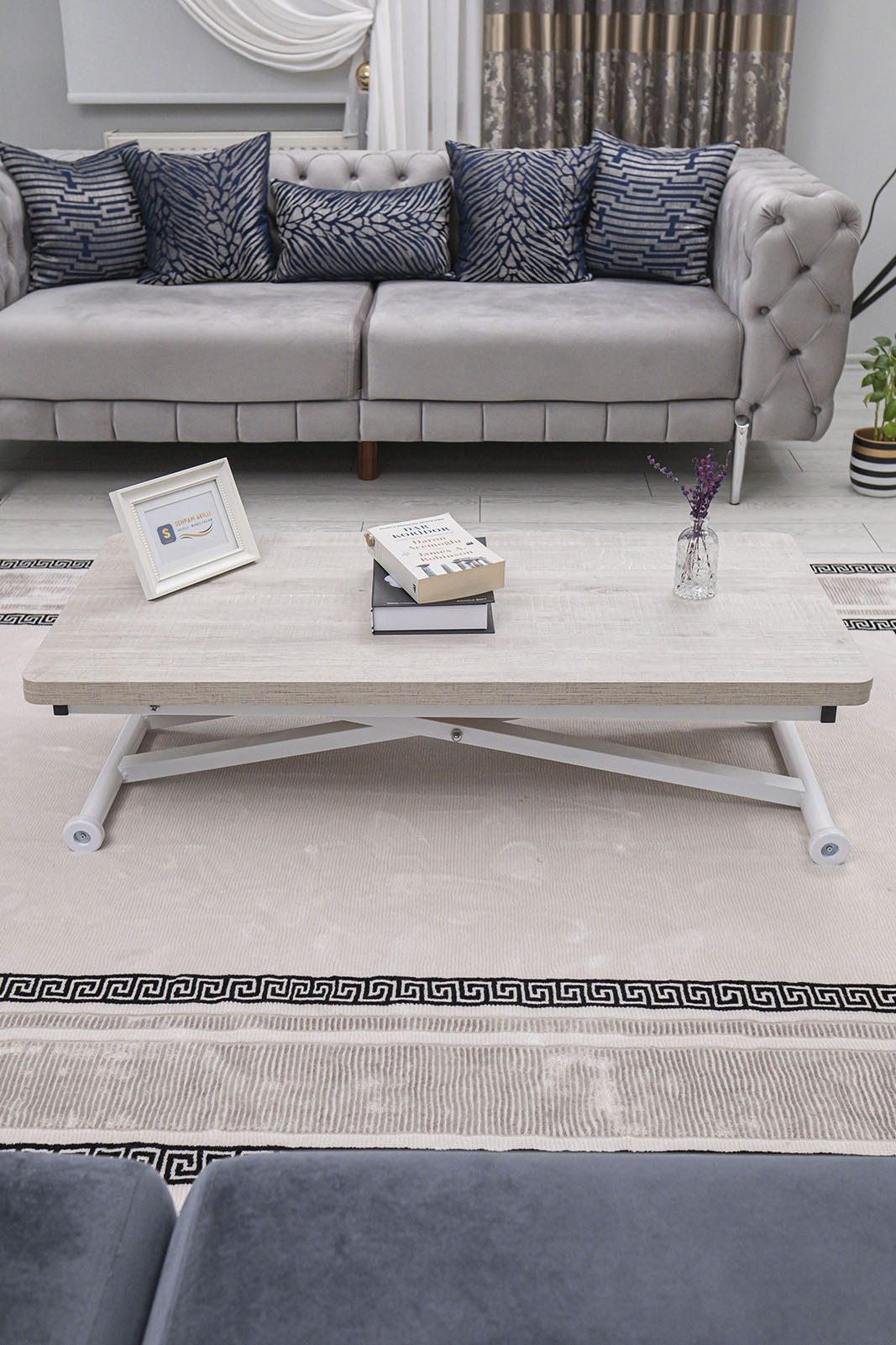 Home Smart Coffee Table – Lisbon MDF Top & White Metal Legs