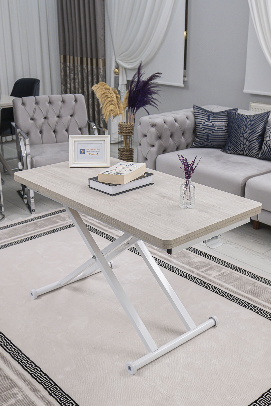 Home Smart Coffee Table – Lisbon MDF Top & White Metal Legs
