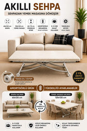 Juppo Smart Coffee Table – Travertine MDF Top & Chrome Metal Legs