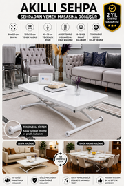 Juppo Smart Coffee Table – White MDF Top & White Outward-Curving Metal Leg