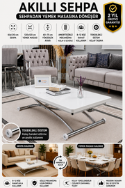 Juppo Smart Coffee Table – White MDF Top & Chrome Outward Curved Metal Leg
