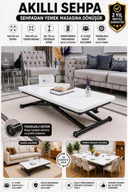Home Smart Coffee Table – White MDF Top & Black Metal Leg
