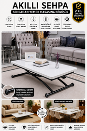 Juppo Smart Coffee Table – White MDF Top & Black Outward Curved Metal Leg