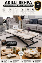 Home Smart Coffee Table – White Marble MDF Top & Black Metal Legs