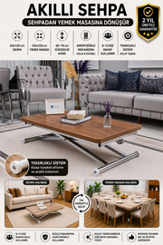 Home Smart Coffee Table – Walnut MDF Top & Chrome Plated Metal Leg