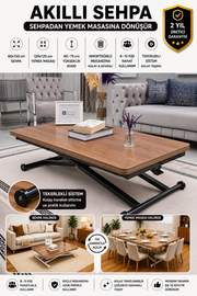 Home Smart Coffee Table – Walnut MDF Top & Black Metal Leg