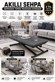 Home Smart Coffee Table – Grooved Anthracite MDF Top & Black Metal Legs