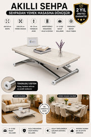 Home Smart Coffee Table – Travertine MDF Top & Chrome Plated Metal Legs