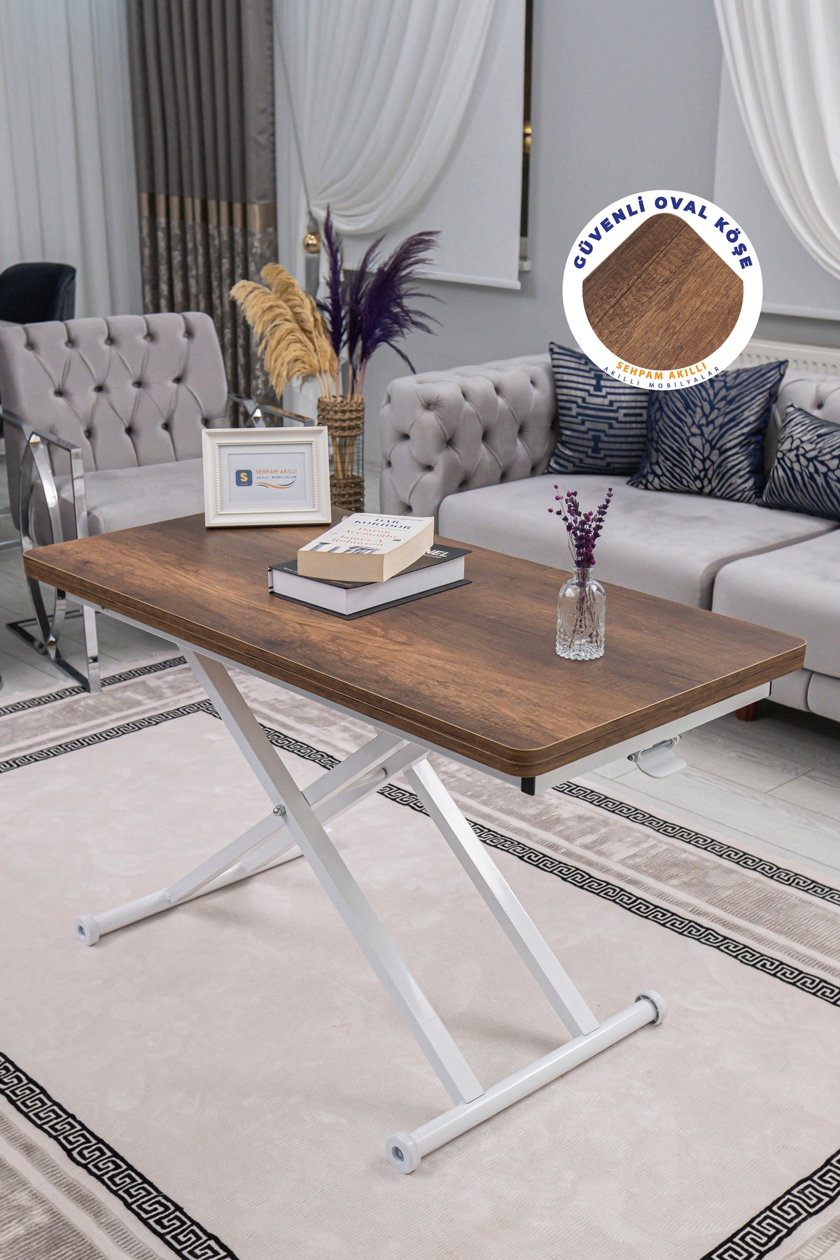 Home Smart Coffee Table – White MDF Top & White Metal Leg