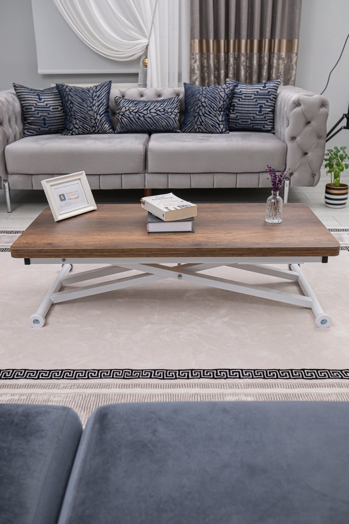 Home Smart Coffee Table – White MDF Top & White Metal Leg