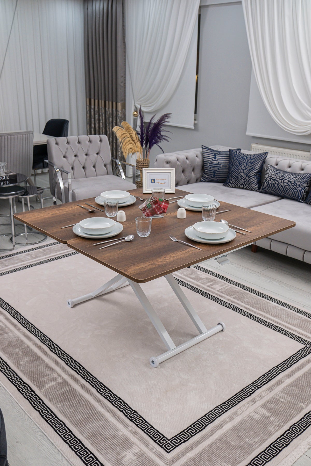 Home Smart Coffee Table – White MDF Top & White Metal Leg
