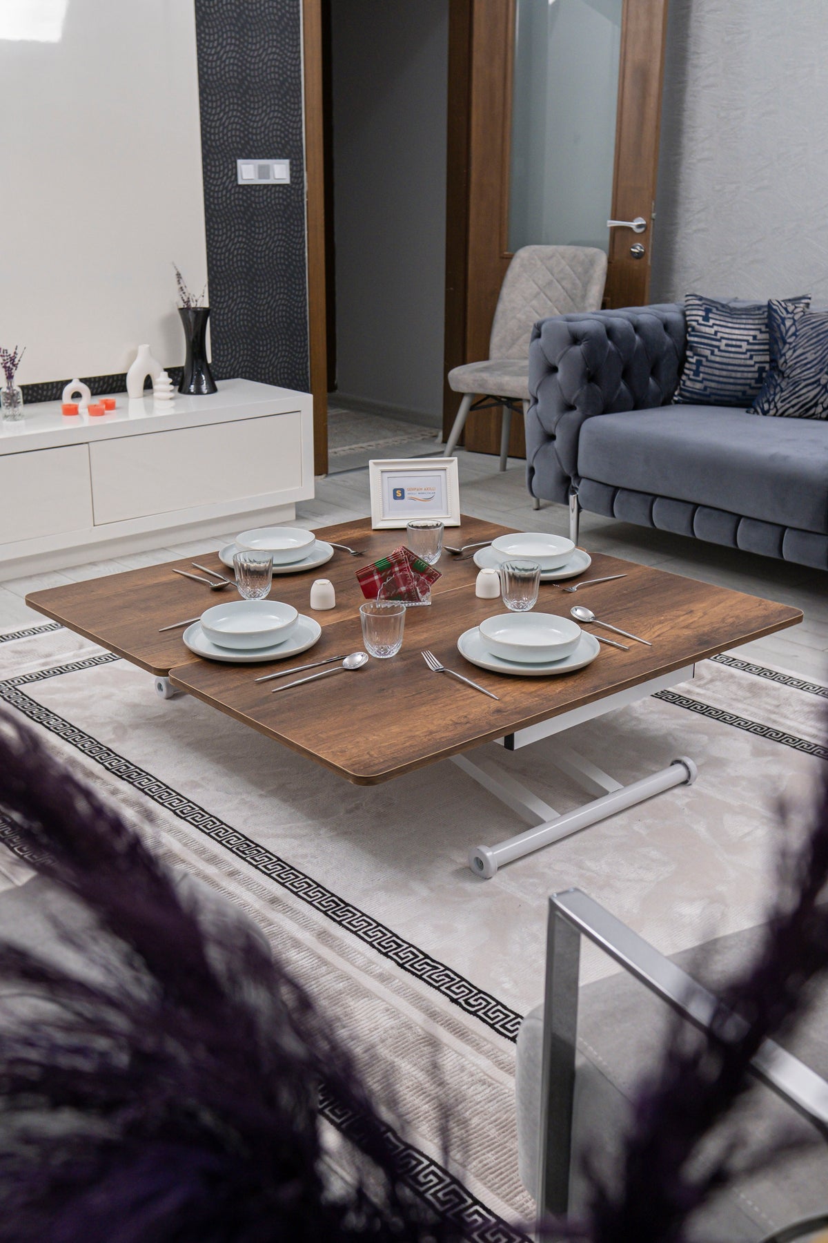 Home Smart Coffee Table – White MDF Top & White Metal Leg