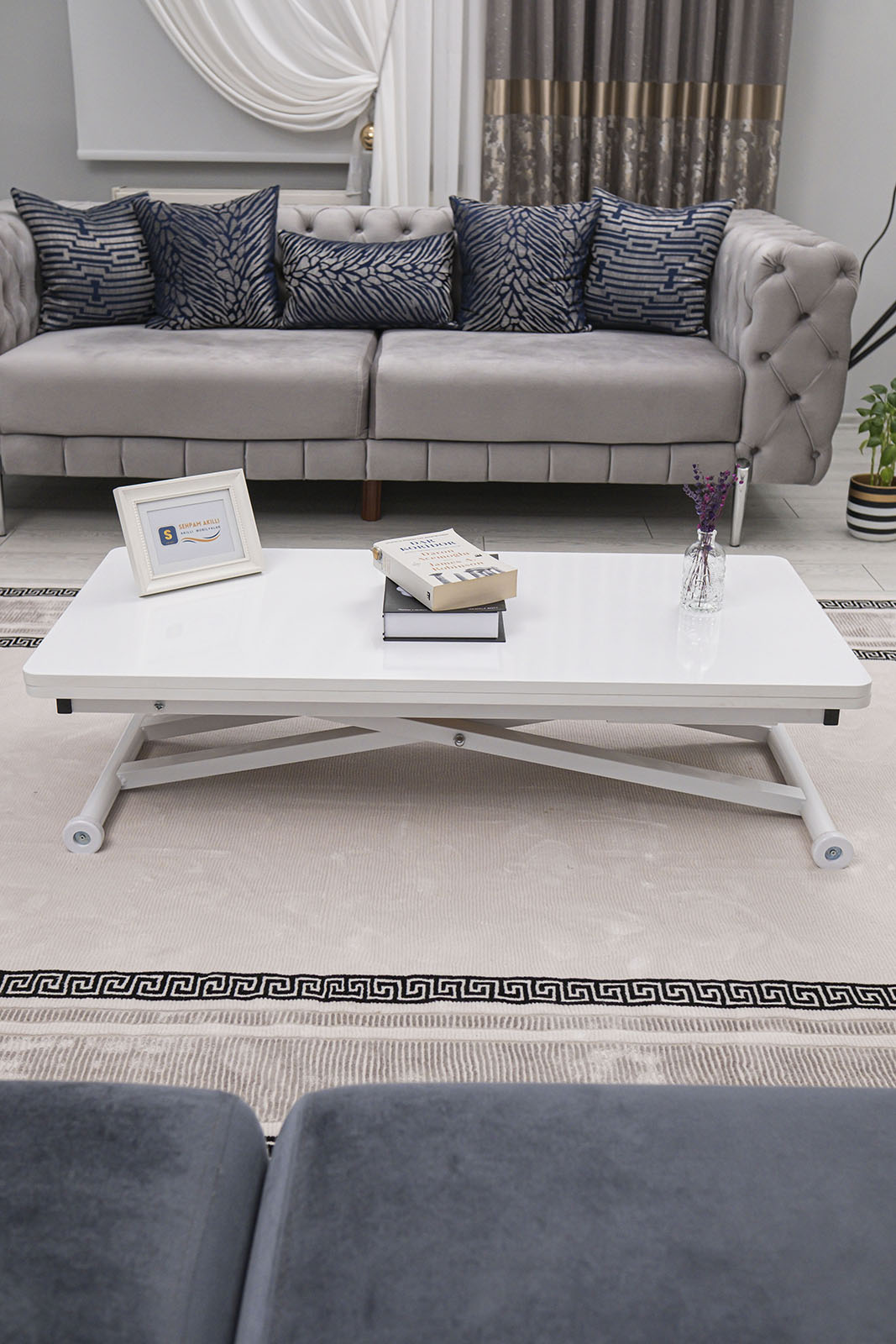 Home Smart Coffee Table – White MDF Top & White Metal Leg