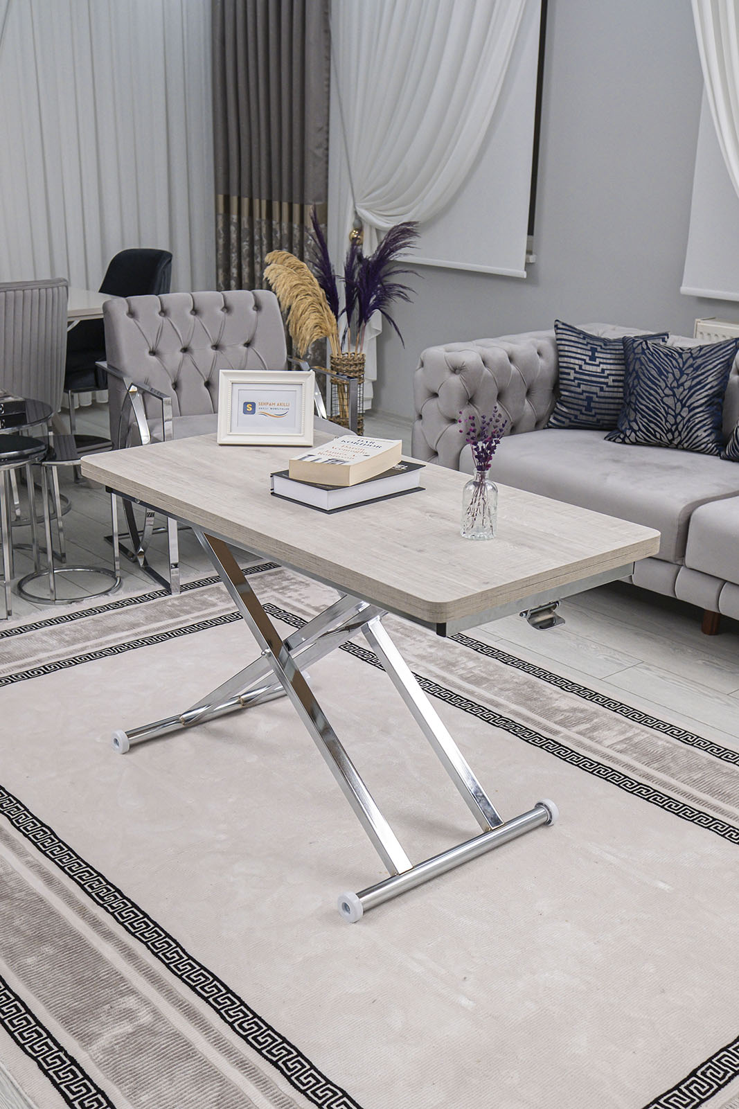 Home Smart Coffee Table – Lisbon MDF Top & Chrome Plated Metal Legs