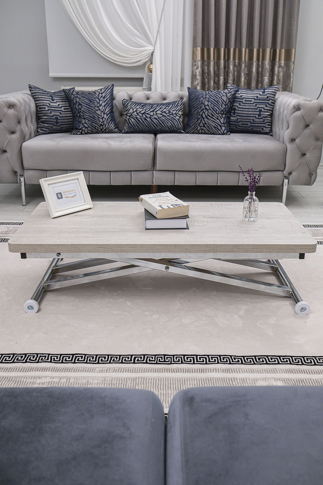 Home Smart Coffee Table – Lisbon MDF Top & Chrome Plated Metal Legs