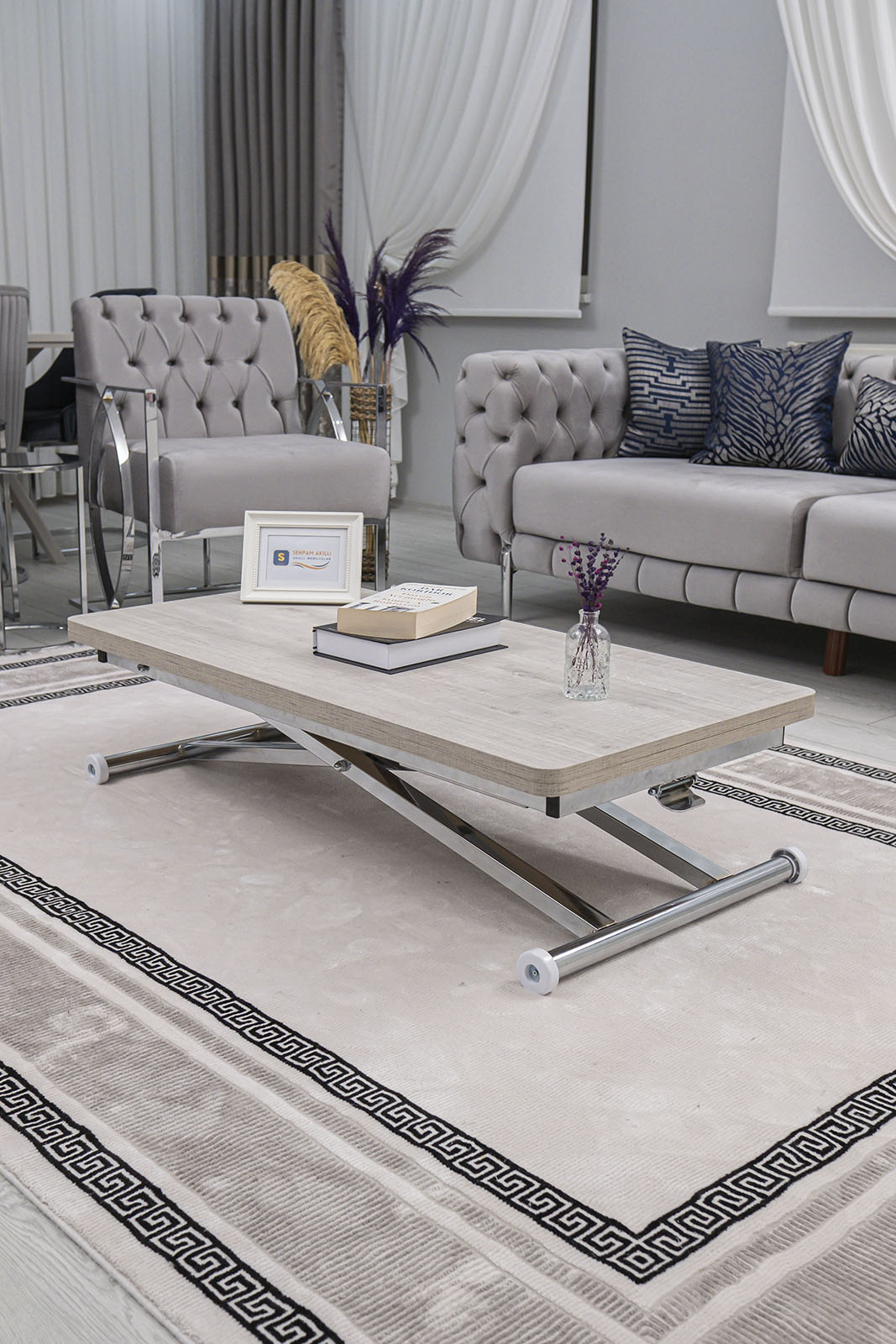 Home Smart Coffee Table – Lisbon MDF Top & Chrome Plated Metal Legs