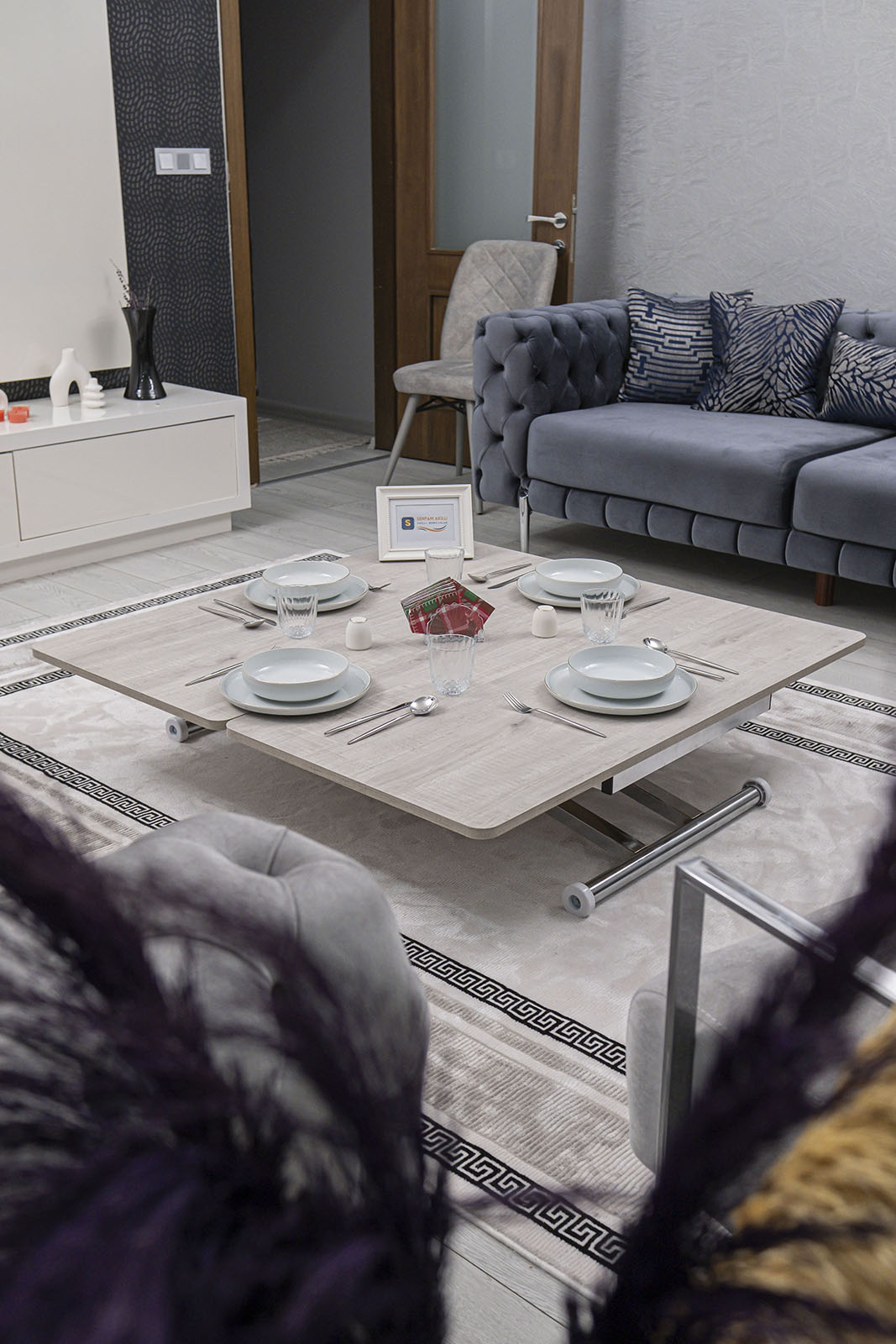 Home Smart Coffee Table – Lisbon MDF Top & Chrome Plated Metal Legs