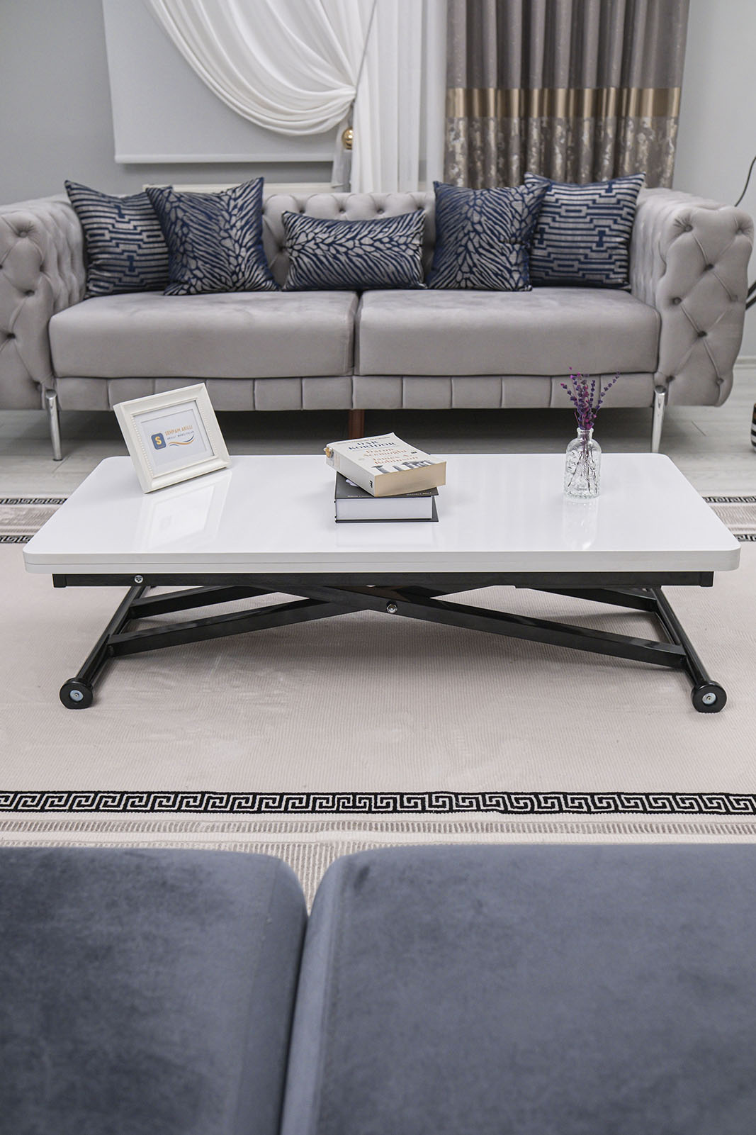 Home Smart Coffee Table – White MDF Top & Black Metal Leg