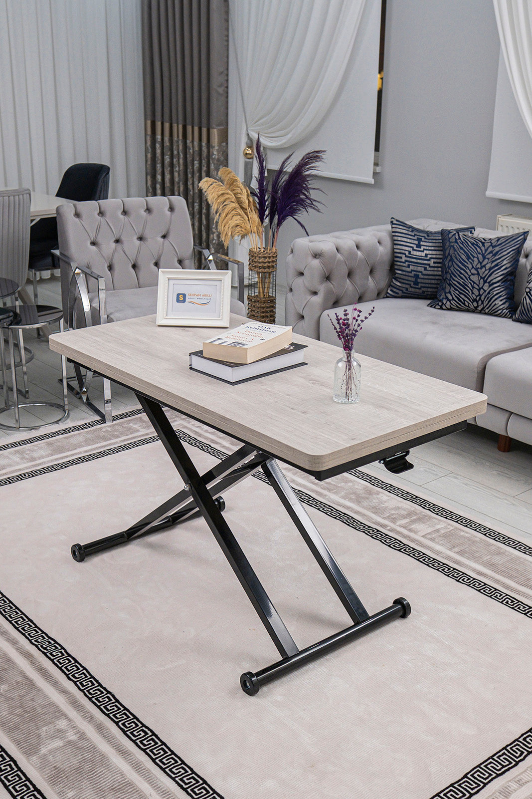 Home Smart Coffee Table – Lisbon MDF Top & Black Metal Legs