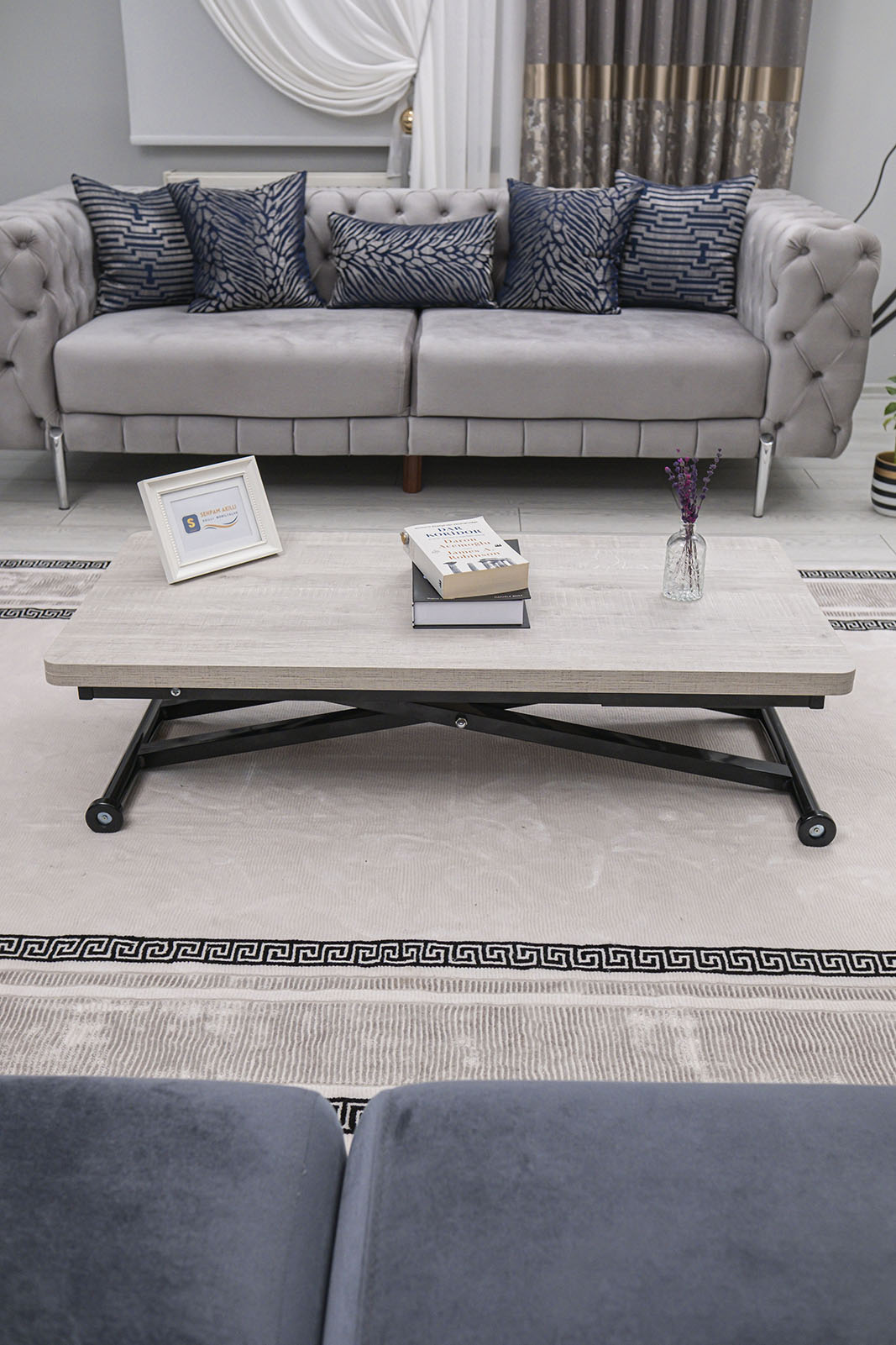 Home Smart Coffee Table – Lisbon MDF Top & Black Metal Legs