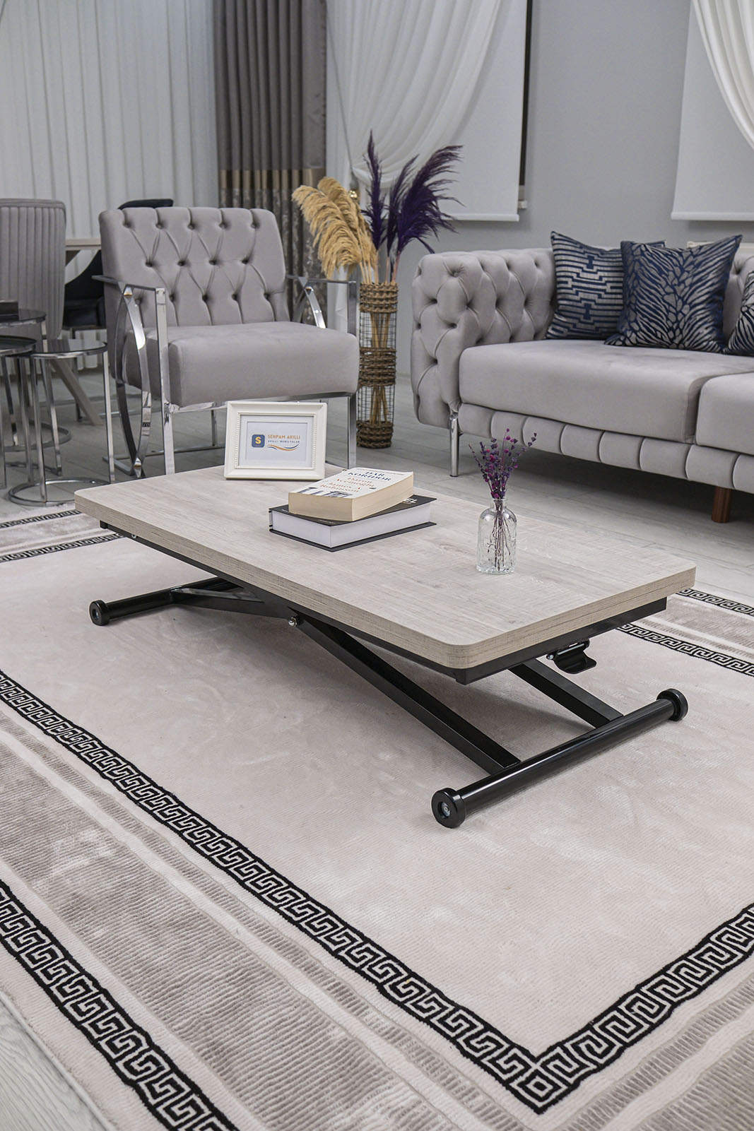 Home Smart Coffee Table – Lisbon MDF Top & Black Metal Legs