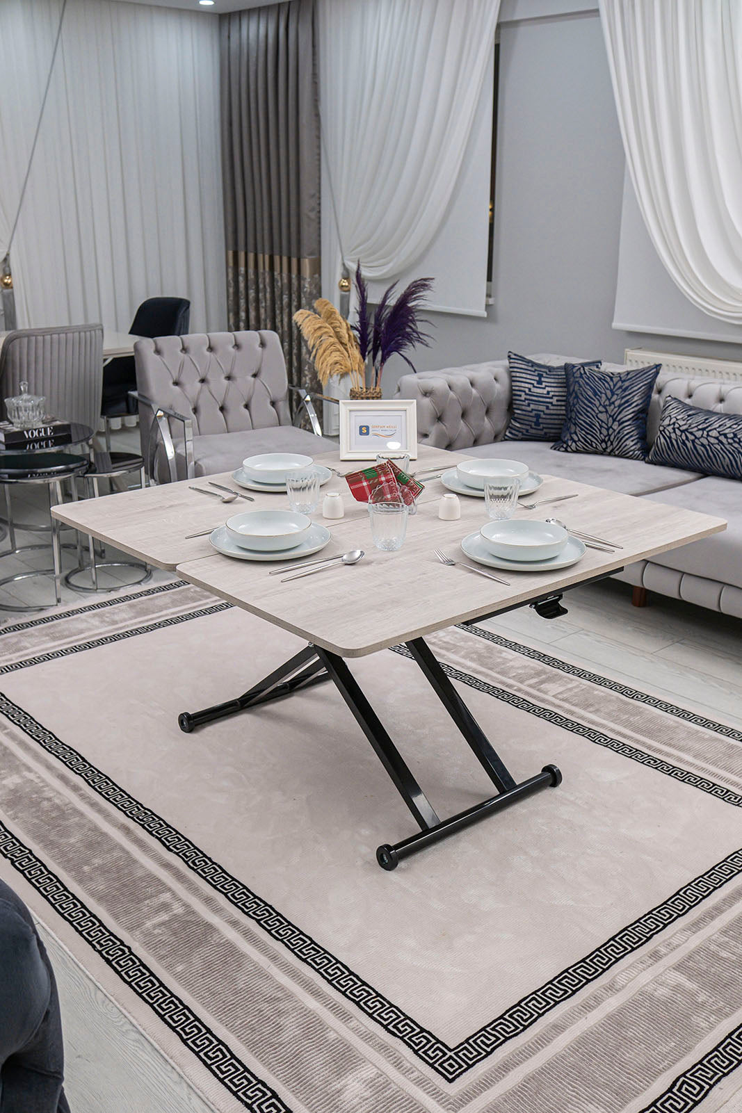 Home Smart Coffee Table – Lisbon MDF Top & Black Metal Legs