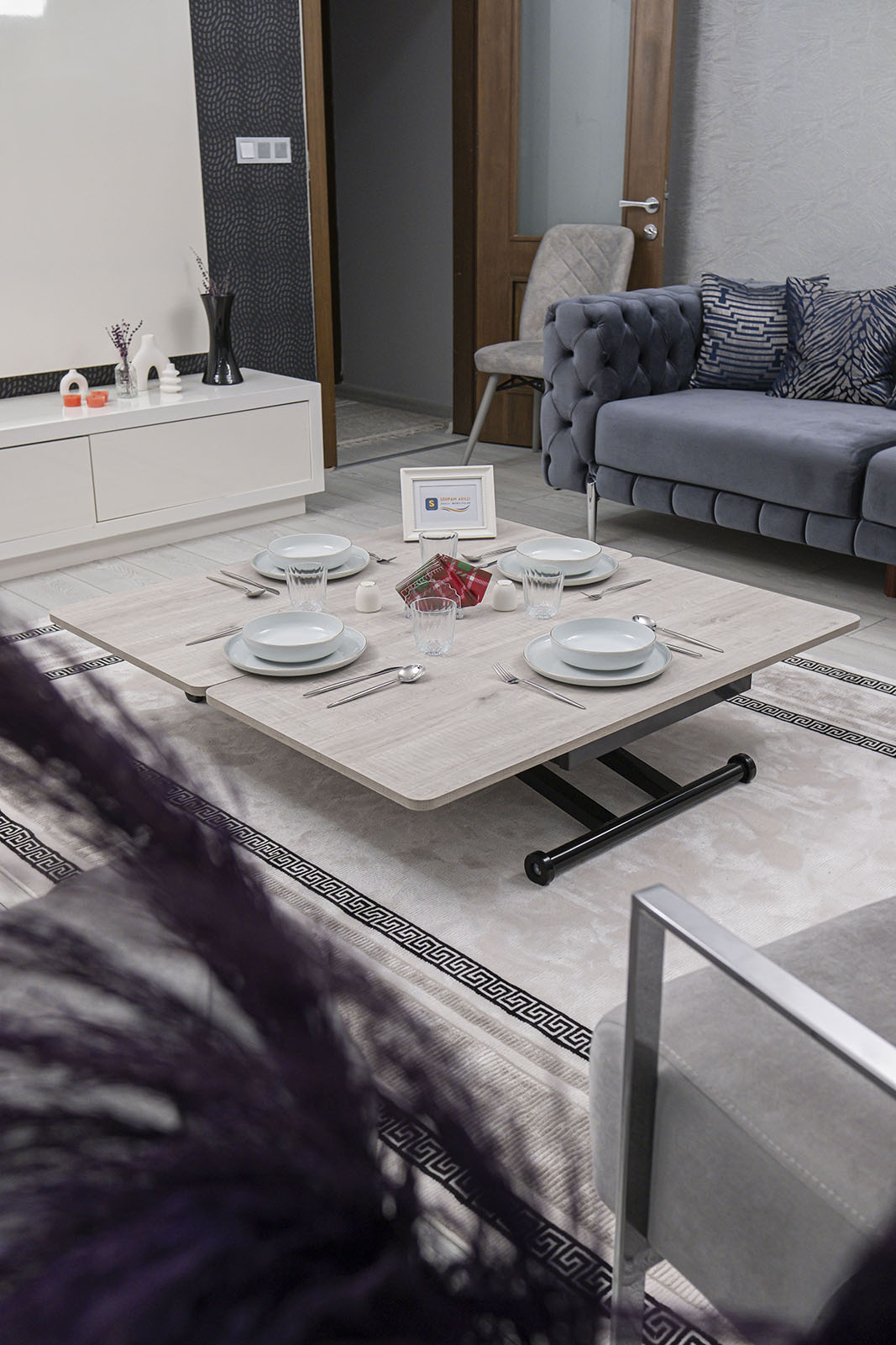 Home Smart Coffee Table – Lisbon MDF Top & Black Metal Legs