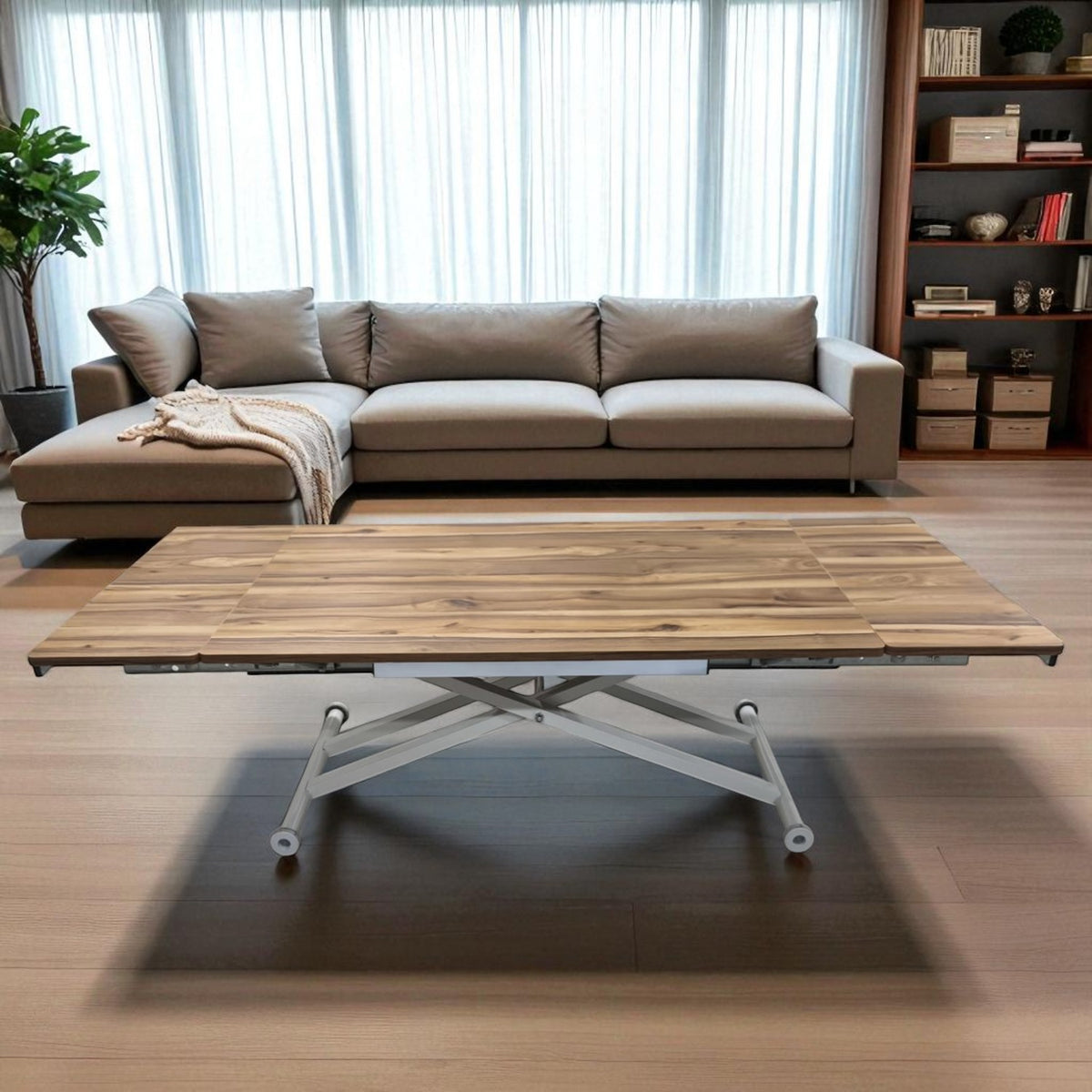 Side Opening Smart Table | Lisbon MDF & White Leg