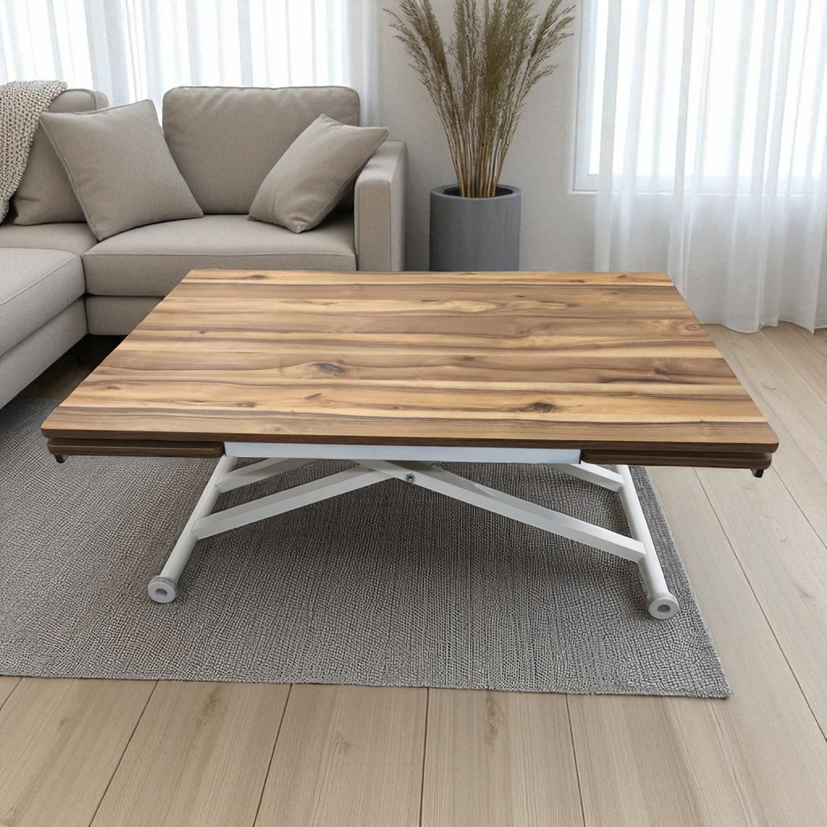 Side Opening Smart Table | Lisbon MDF & White Leg