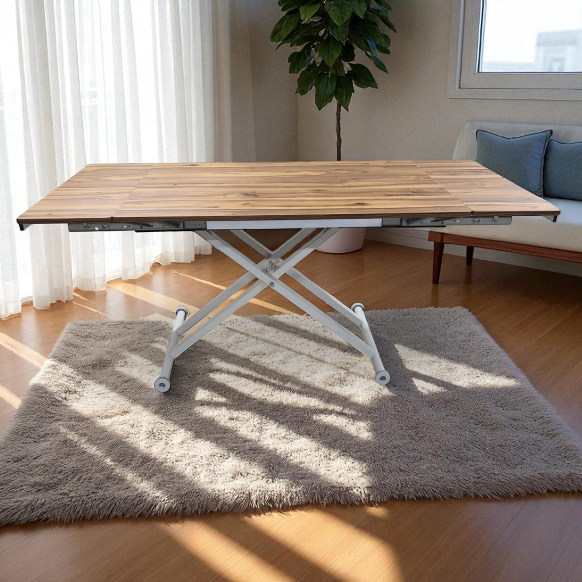 Side Opening Smart Table | Lisbon MDF & White Leg