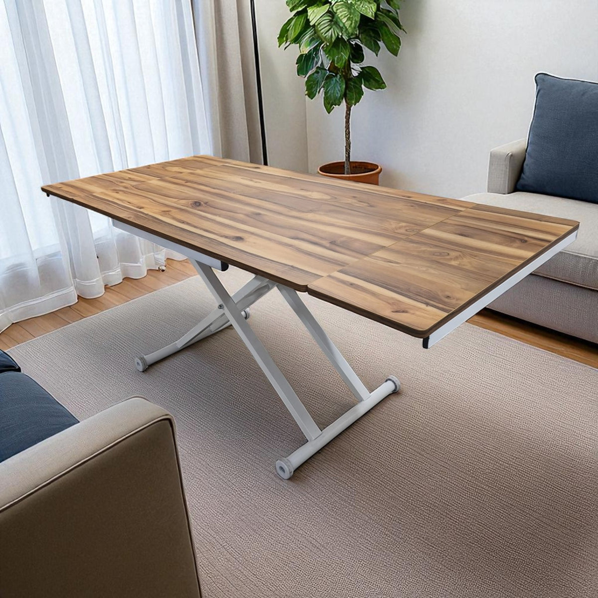 Side Opening Smart Table | Lisbon MDF & White Leg