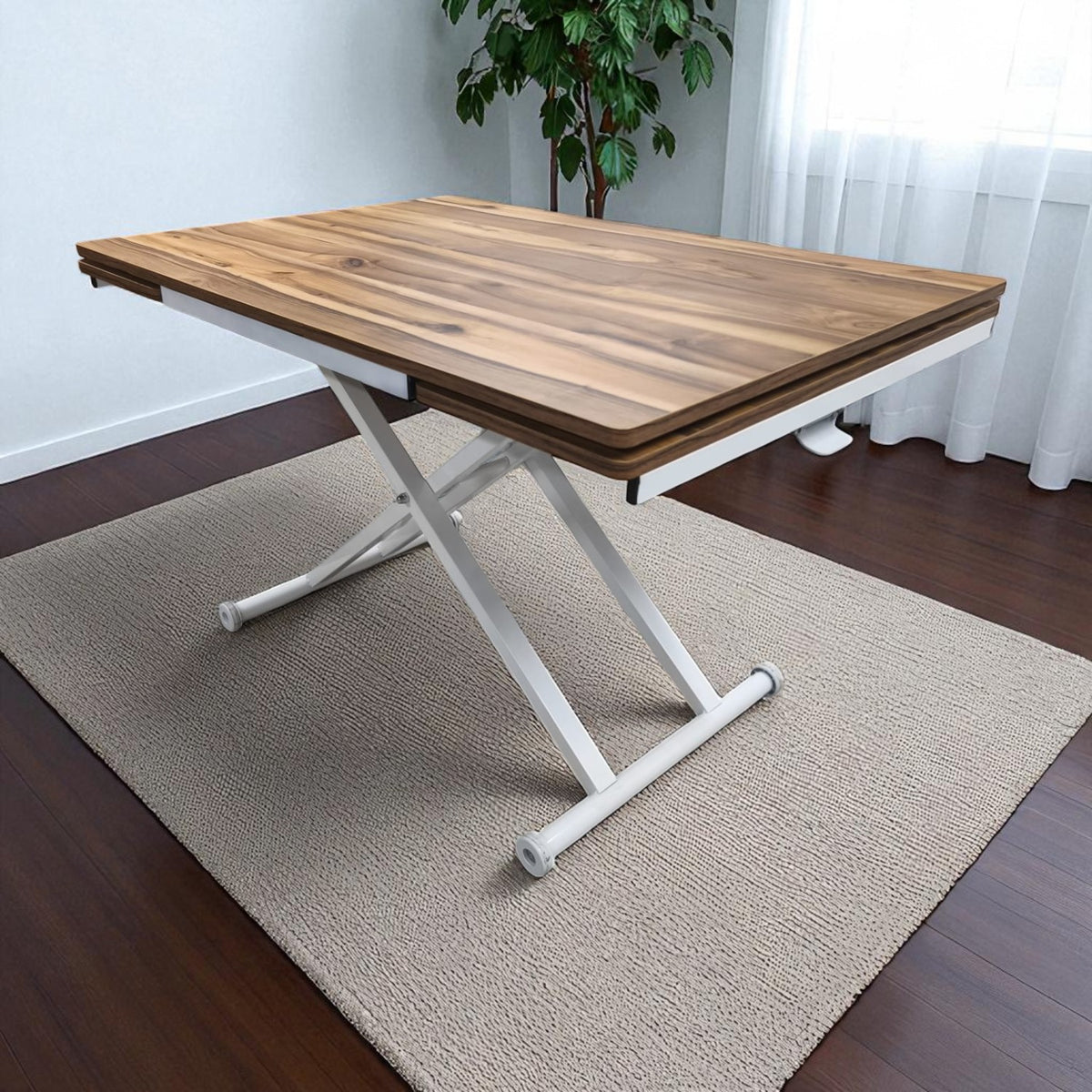 Side Opening Smart Table | Lisbon MDF & White Leg