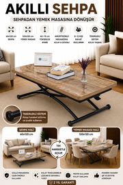 Juppo Smart Coffee Table - Antiquelight MDF Top & Black Outward Curving Metal Legs