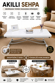 Juppo Smart Coffee Table – White MDF Top & Chrome Metal Leg
