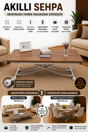 Juppo Smart Coffee Table – Walnut MDF Top & Chrome Metal Leg