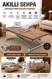 Juppo Smart Coffee Table – EfesCam MDF Top & Chrome Outwardly Curved Metal Legs