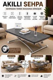 Juppo Smart Coffee Table – Milled Anthracite MDF Top & Chrome Outward Curved Metal Leg